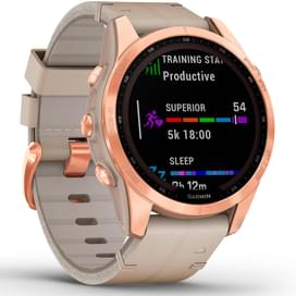 Смарт-часы Garmin Fenix 7S Sapphire Solar, Gold Titanium w/Limestone Leather Band фото