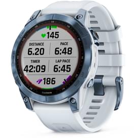 Смарт-часы Garmin Fenix 7 Sapphire Solar, Blue DLC Titanium with Whitestone Band (010-02540-25) фото