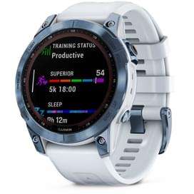 Смарт-часы Garmin Fenix 7 Sapphire Solar, Blue DLC Titanium with Whitestone Band (010-02540-25) фото