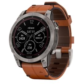 Смарт-часы Garmin Fenix 7 Sapphire Solar, Titanium with Chestnut Leather Band (010-02540-31) фото