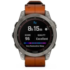 Смарт-часы Garmin Fenix 7 Sapphire Solar, Titanium with Chestnut Leather Band (010-02540-31) фото