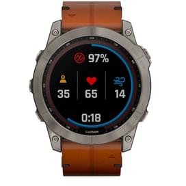 Смарт-часы Garmin Fenix 7X Sapphire Solar, Titanium with Chestnut Leather Band (010-02541-19) фото