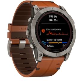 Смарт-часы Garmin Fenix 7X Sapphire Solar, Titanium with Chestnut Leather Band (010-02541-19) фото