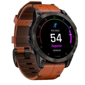 Смарт-часы Garmin EPIX gen 2, Sapphire, Black/Gray DLC Titanium with Chestnut (010-02582-30) фото