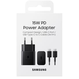 Адаптер питания Samsung, 1*Type-C 15Вт+Cable, Black (EP-T1510XBEGRU) фото