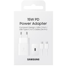 Адаптер питания Samsung, 1*Type-C 15Вт+Cable, White (EP-T1510XWEGRU) фото