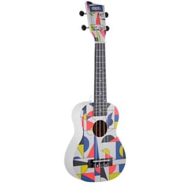 SOPRANO MANOA W-SO-BWR white укулелесі, түрлі түсті суреті бар - тысқабы бар фото