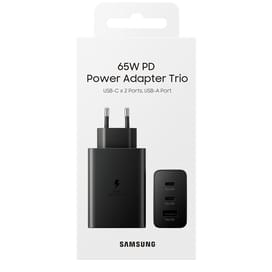 Адаптер питания Samsung, 2*USB-C, 1*USB-A 65Вт, Черный (EP-T6530NBEGRU) фото
