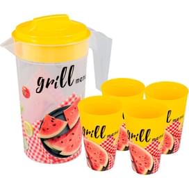 Набор "GRILL MENU" кувшин 1,2л + 4 стакана 0,4л Полимербыт 4314894 фото