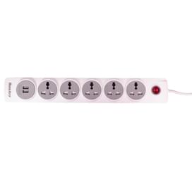 Сетевой фильтр HuntKey SZN607, 5 роз, 2*USB, 3 м, White фото