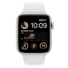 Смарт-часы Apple Watch SE 2022, 44mm Silver Aluminium Case with White Sport Band (MNK23GK/A) фото