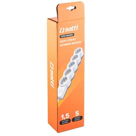 Сетевой Фильтр Satti, 1,5м, 5 розеток, 16А, White, (PFFS-16A1505) фото