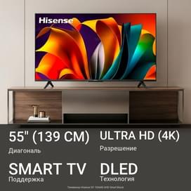 Телевизор Hisense 55" 55A6N UHD Smart Black фото