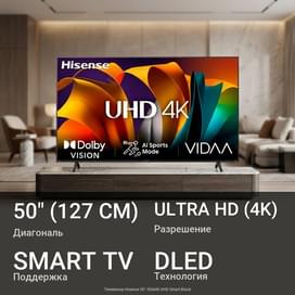 Телевизор Hisense 50" 50A6N UHD Smart Black фото
