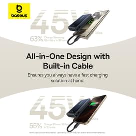 Внешний аккумулятор Baseus, Nomos Qi2 10000mAh 45W+вс.каб, Black (BAS-P1007880012300) фото