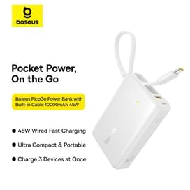 Внешний аккумулятор Baseus, PicoGo 10000mAh 45W, White (BAS-P1007680321300) фото