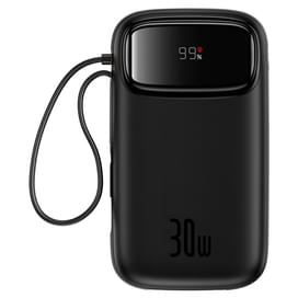Внешний аккумулятор Baseus, QPow2 DGT 20000mAh+2 вс.каб 30W, Black (BAS-P1005500911300) фото