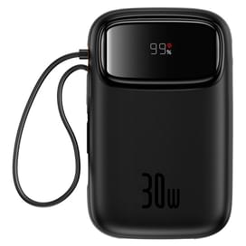 Внешний аккумулятор Baseus, QPow2 DGT 10000mAh+2 вс.каб 30W, Black (BAS-P1005500811300) фото