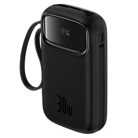 Внешний аккумулятор Baseus, QPow2 DGT 10000mAh+2 вс.каб 30W, Black (BAS-P1005500811300) фото