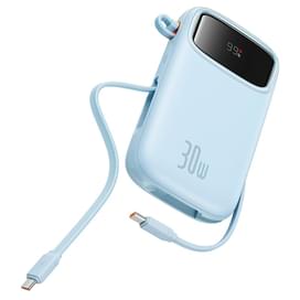 Внешний аккумулятор Baseus, QPow2 DGT 10000mAh+2 вс.каб 30W, Blue (BAS-P1005500831300) фото