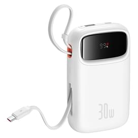 Внешний аккумулятор Baseus, QPow2 DGT 10000mAh+2 вс.каб 30W, White (BAS-P1005500821300) фото