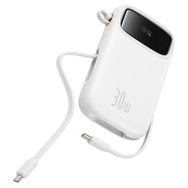 Внешний аккумулятор Baseus, QPow2 DGT 10000mAh+2 вс.каб 30W, White (BAS-P1005500821300) фото