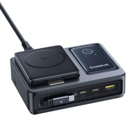 Адаптер питания Baseus, NOMOS USB-3C+A+Qi2 б/п 140W, Black (BAS-P1017090212300) фото