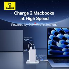 Адаптер питания Baseus, GaN6 USB-C*2+A*2 100W с каб, White (BAS-P1016270521200) фото