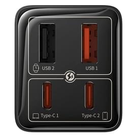 Адаптер питания Baseus, GaN6 Pro USB-2C+2A 65W с каб, Black (BAS-P1016270111300) фото