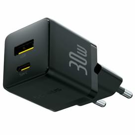 Адаптер питания Baseus, Palm USB-C+A 30W с каб, Black (BAS-P1011160A11301) фото