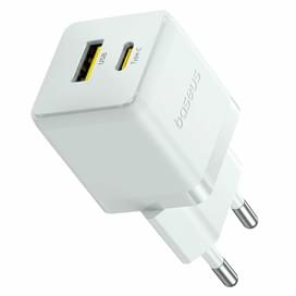 Адаптер питания Baseus, Palm USB-C+A 30W с каб, White (BAS-P1011160A21301) фото