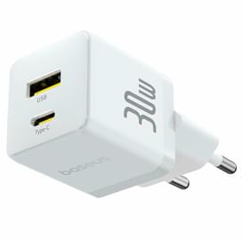 Адаптер питания Baseus, Palm USB-C+A 30W с каб, White (BAS-P1011160A21301) фото