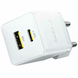 Адаптер питания Baseus, Palm USB-C+A 30W с каб, White (BAS-P1011160A21301) фото