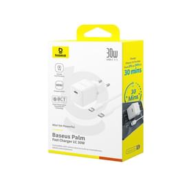 Адаптер питания Baseus, Palm USB-C 30W с каб, White (BAS-P1011160521301) фото