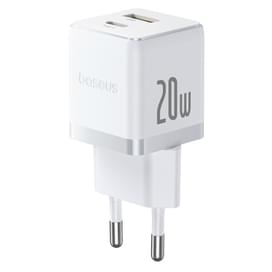 Адаптер питания Baseus, Palm USB-C+A 20W с каб, White (BAS-P1011160821301) фото