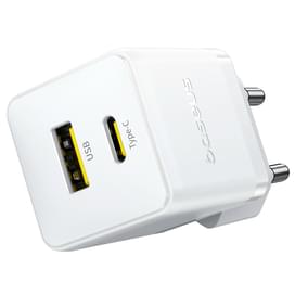 Адаптер питания Baseus, Palm USB-C+A 20W с каб, White (BAS-P1011160821301) фото