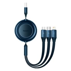 Кабель Baseus, USB-A->C+A+8pinBM 1.1m3.5A, Blue (BAS-CAMJ010003) фото