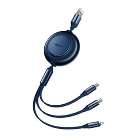 Кабель Baseus, USB-A->C+A+8pinBM 1.1m3.5A, Blue (BAS-CAMJ010003) фото