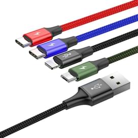 Кабель Baseus, 8pin+C*2+micro FsT 1.2m, Black (BAS-CA1T4-B01) фото