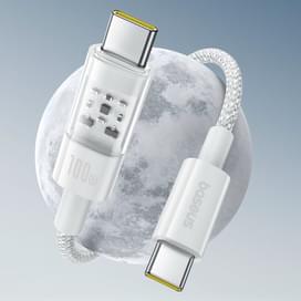 Кабель Baseus, USB-C->C GM 100W 1m, White (BAS-P1037300021100) фото