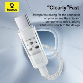 Кабель Baseus, USB-C->C GM 100W 1m, White (BAS-P1037300021100) фото