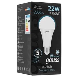 Светодиодная лампа Gauss A70 22W 2000lm 4100K E27 LED нейтральный фото