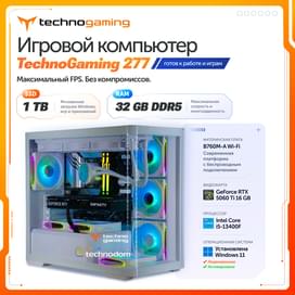 TechnoGaming  ойын ПК 277(Ci5-13400F/RTX5060TI 16GB/D5 32GB/SSD 1TB/B760M-A WIFI/D300 WH) + 11Win фото
