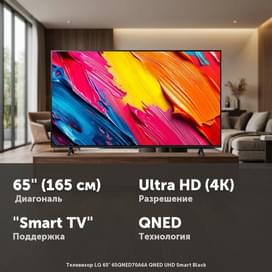 Телевизор LG 65" 65QNED70A6A QNED UHD Smart Black фото