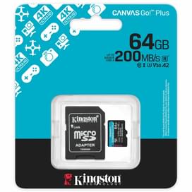 Карта памяти MicroSD 64GB Kingston Canvas Go, Class 10 + SD Adapter (SDCG4/64GB) фото