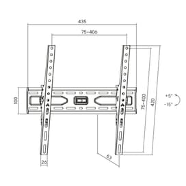 Кронштейн для ТВ и мониторов Brateck 32"-75" KL36-44T, макс.нагр 45 кг, 32"-75", уг.накл.15°, Black фото