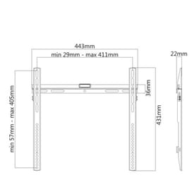 Кронштейн для ТВ и мониторов Brateck 32"-55" LP43-44, макс.нагр 40 кг, Black фото