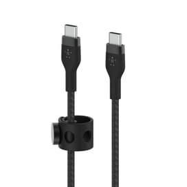 Belkin USB-C - USB-C, 1M кабелі, бекіткіші бар өрімделген, Қара (CAB011BT1MBK) фото