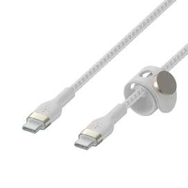 Belkin USB-C - USB-C, 1M кабелі, бекіткіші бар өрімделген, Ақ (CAB011BT1MWH) фото