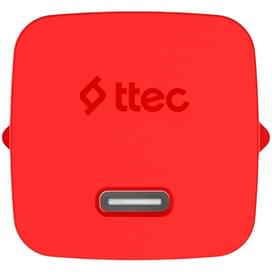 Адаптер и кабель ttec GAN 20W PD Travel Fast Charger + USB-C - USB-C 3A Cable 120cm, Neon Red (2SCG20CNR) фото